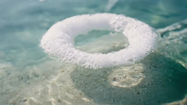 Clear turquoise water with floating ring in shallow sea