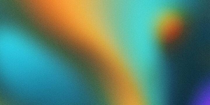 Abstract grain texture background with soft teal and warm orange gradient light leak effect