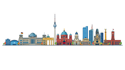 Berlin Skyline Illustration: Famous Landmarks © oka