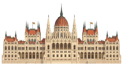 Fototapeta premium Budapest Parliament Building Facade, Hungary - Iconic Landmark Architecture