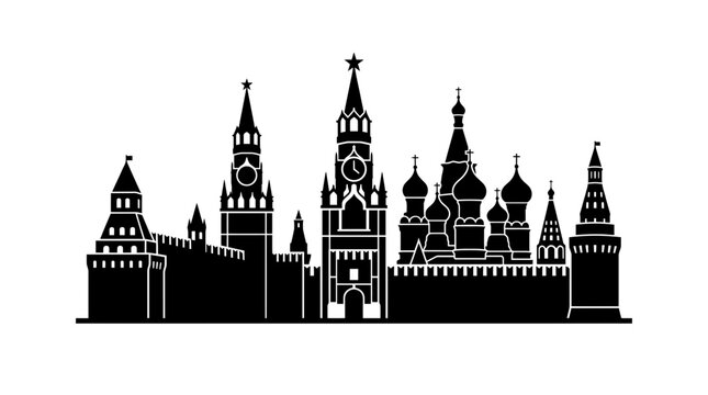 Moscow Kremlin Silhouette - Iconic Russian Landmark Skyline