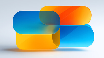 Fototapeta premium Transparent Glass UI Pills with Blue Orange Abstract Overlap