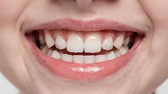 Close-up of Child's Smiling Mouth Showing Teeth and Gaps