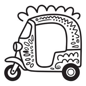Decorative auto rickshaw vector illustration