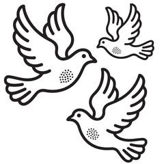 Obraz premium Three flying white doves illustration
