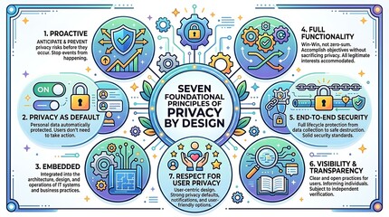 Naklejka premium Data privacy by design seven foundational principles infographic
