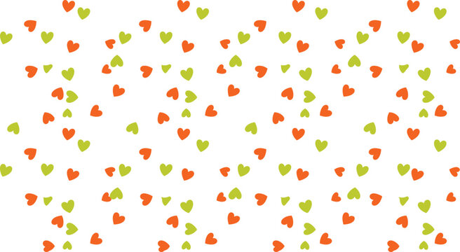 PrintHeart Pattern Flat Vector Seamless Background with Colorful Mini Hearts on White Background