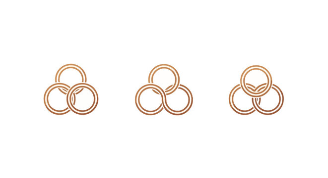 Interlocking gold rings abstract design pattern.