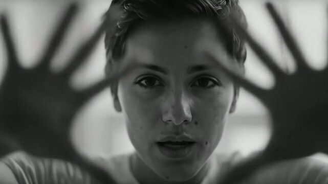 Close-up of Young Woman Expressing Emotions with Hands and Face