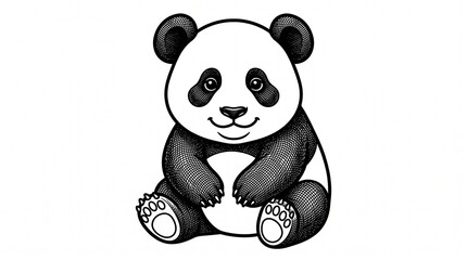 Cute Hand Drawn Baby Panda Illustration Isolated on White Background © wikky
