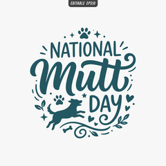 Fototapeta premium The flat design for a National Mutt Day poster focuses on simplicity, elegance, and ease of recognition. Vector Illustration
