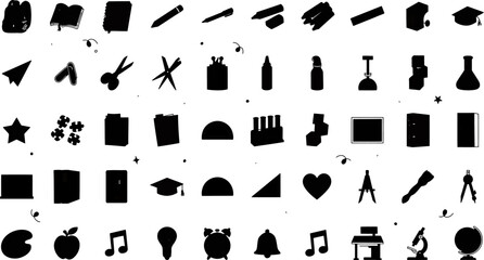 Fototapeta premium Hand Drawn School Supplies Doodle Icons Education Collection.eps