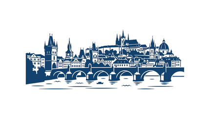 Obraz premium Prague Skyline Silhouette: Charles Bridge and Old Town Architecture