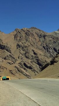 Historical Route Sign Of Army Of The Andes In Paso De Uspallata, Chile - 4K Vertical