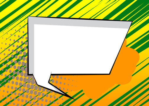Cartoon background with blank speech bubble, comic book backdrop. Retro vector comics pop art design.