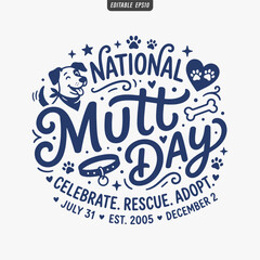 Obraz premium The flat design for a National Mutt Day poster focuses on simplicity, elegance, and ease of recognition. Vector Illustration