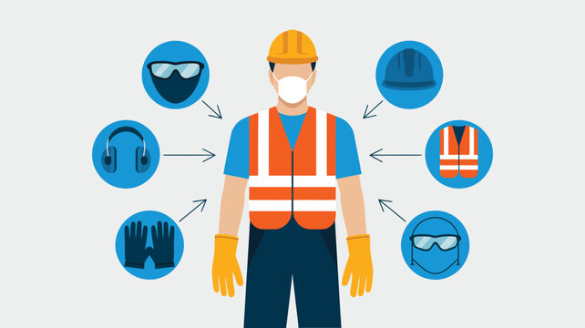 Building site worker displays essential personal protective gear for workplace safety regulations