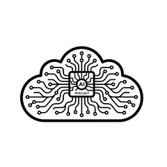 Fototapeta premium AI Cloud Intelligence Minimal Vector Icon for Smart Computing