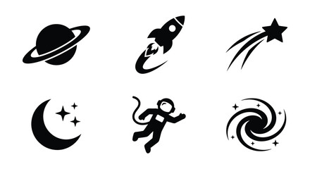 Planet And Space Objects Flat Vector Icons On White Background © nurjahan