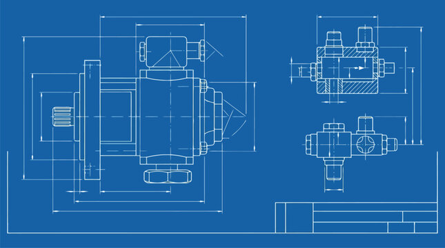 Electronic device schematic blueprint vector illustration with circuit traces and interface blocks.