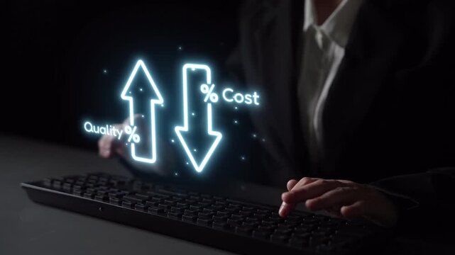 Business concept showing cost reduction and quality increase using Lean, Six Sigma, and Total Quality Management (TQM) to enhance efficiency, value, and customer satisfaction. Muxer