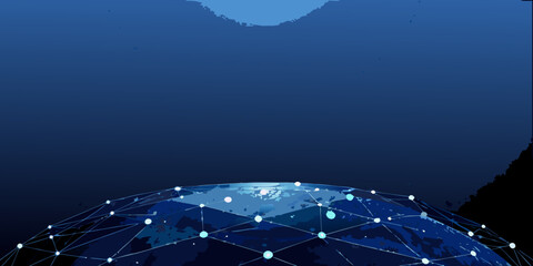 futuristic globe with network connections 3d render earth planet technology global communication internet digital world map © Ripan