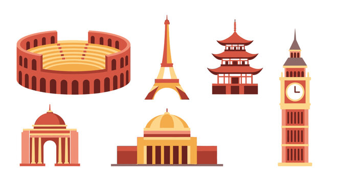 Famous Landmark Buildings Icons.