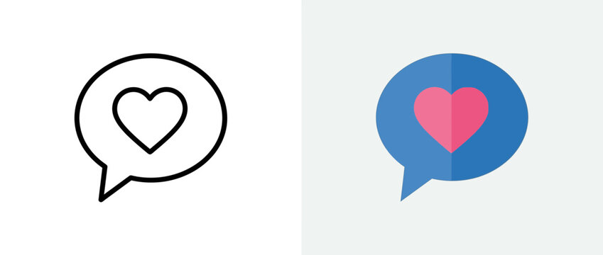 Heart icon in speech bubble, communication of love and affection, vector illustration
