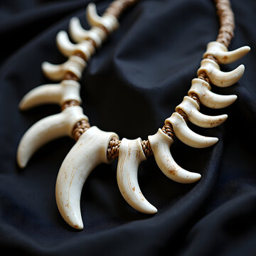 Old bone necklace made from animal teeth