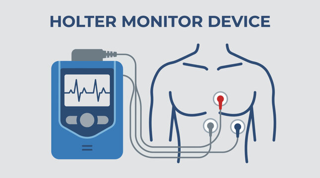 Holter Monitor Device Vector Illustration