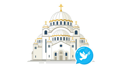 Obraz premium Serbian Orthodox Church Saint Sava Facade with Peace Dove Symbol