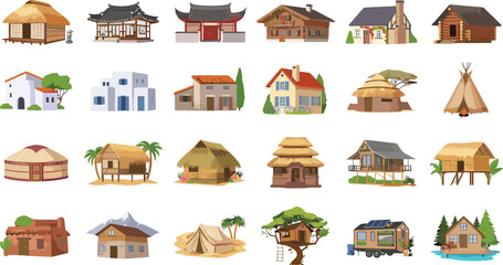 Traditional Vernacular Architecture and Global Housing Styles Vector SetTraditional Vernacular Architecture and Global Housing Styles Vector Set © SoHel