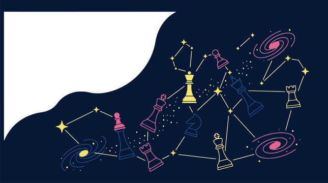 Zodiac constellation vector illustration with stars planets and celestial figures isolated.