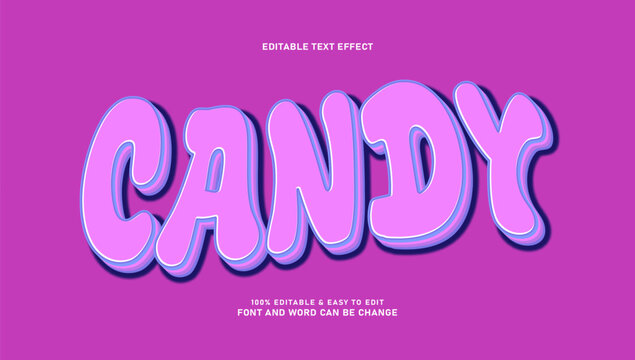 Candy text effect template with 3d bubble font style