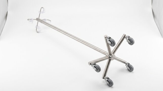 Empty stainless steel medical iv pole with rolling wheels infusion hospital