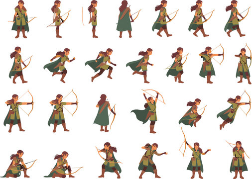 Fantasy Elf Ranger Archer Sprite Sheet and Animation Pose SetFantasy Elf Ranger Archer Sprite Sheet and Animation Pose Set