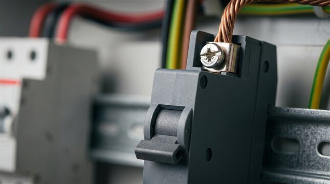 Electricity Panel Wire Circuit Protection Close Up