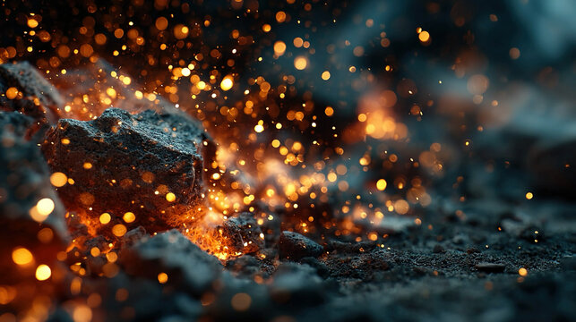 Burning ember and sparks texture evoking warmth and energy perfect for nature survival or adventure-inspired digital content