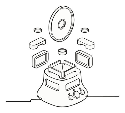 Baby monitor exploded view vector line art icon. Generative AI