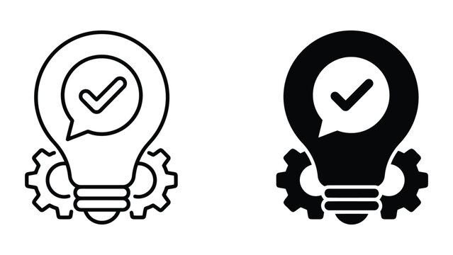 Innovative solution concept lightbulb gear icon set with innovation, solution