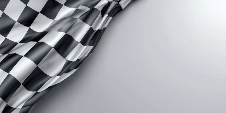 Racing flag waving diagonally with copy space for design and background
