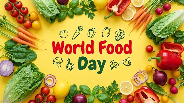 World food day celebration with fresh organic vegetables and healthy produce