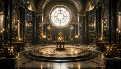 Obraz premium Grand Alchemy Chamber with Astronomical Window and Marble Interior