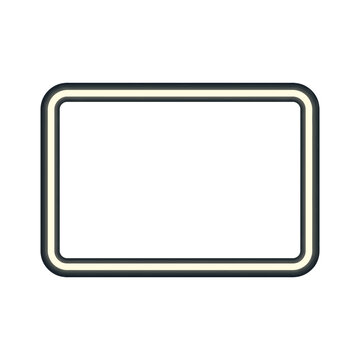 A glowing yellow neon frame with rounded corners on white