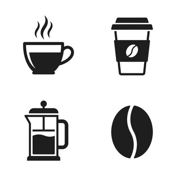 Coffee cup and coffee beans icons.