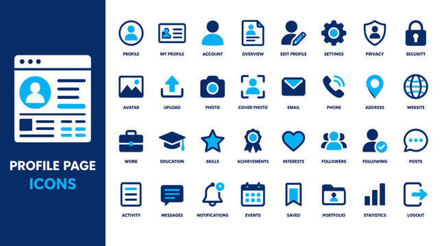 Profile Page Icon Set Collection for UI.