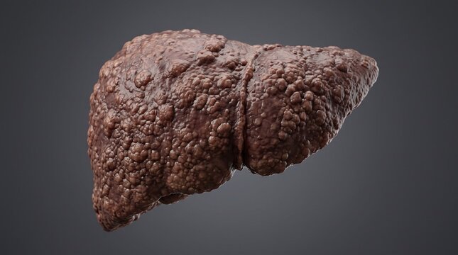 Photorealistic Anterior Medical Render of Liver Cirrhosis