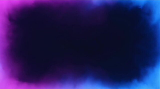 Colorful smoke cloud background frame with blue pink gradient texture and neon border effect soft edge dreamy abstract design for banner poster and modern digital art template with empty dark space