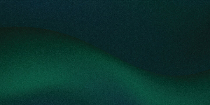 Abstract dark green grainy gradient background with soft luminous emerald light waves.