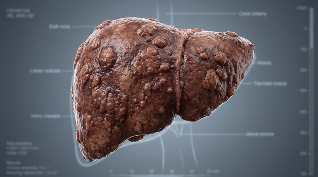 Futuristic Holographic Medical Scan of a Cirrhotic Liver